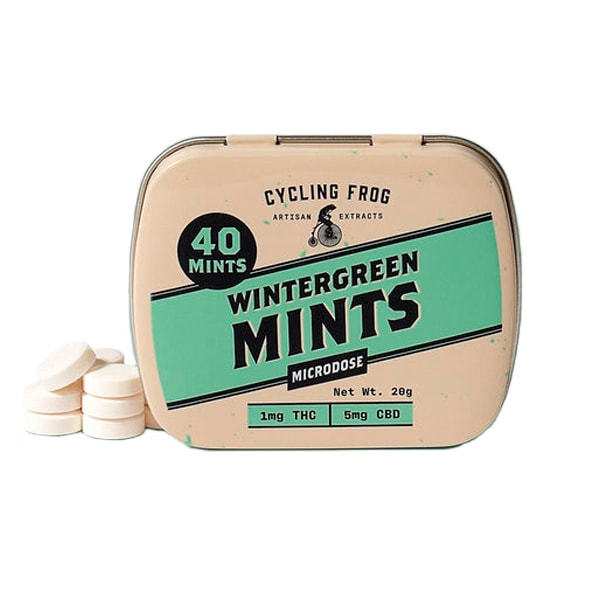 Cycling Frog, THC + CBD Mints, Wintergreen, Full Spectrum, 40ct, 40mg THC + 200mg CBD Cycling Frog, THC + CBD Mints, Wintergreen, Full Spectrum, 40ct, 40mg THC + 200mg CBD