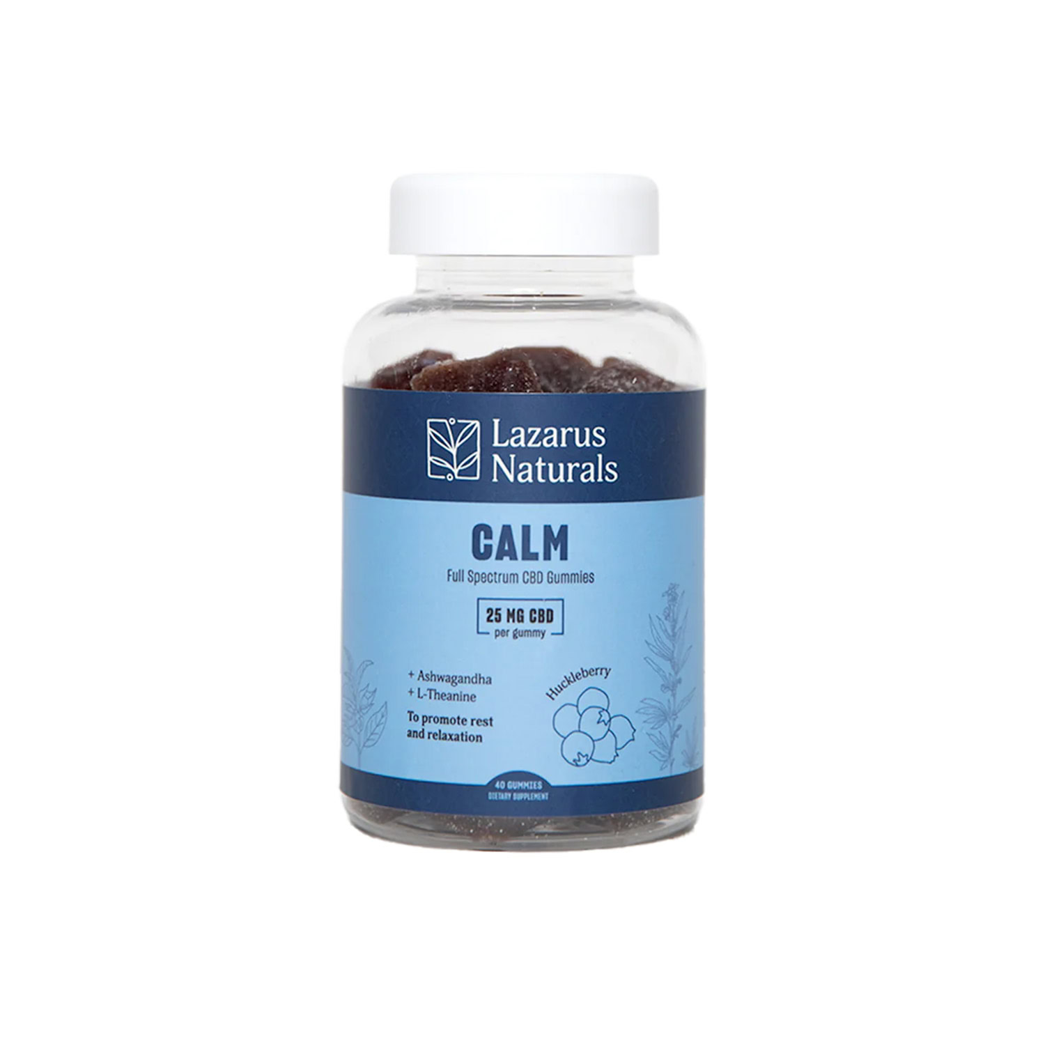 Lazarus Naturals, CBD Calm Gummies, Huckleberry, Full Spectrum, 40ct, 1000mg CBD Lazarus Naturals, CBD Calm Gummies, Huckleberry, Full Spectrum, 40ct, 1000mg CBD