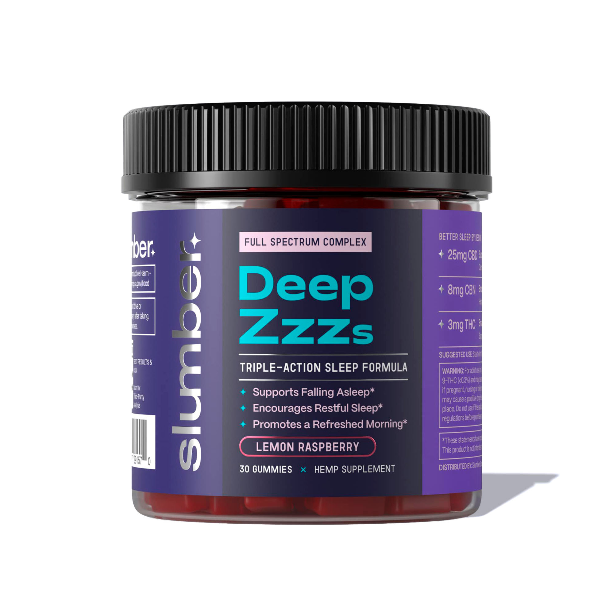 Slumber, Deep Zzzs CBD+CBN+THC Gummies For Sleep, Lemon Raspberry, Full Spectrum, 30ct, 240mg CBN + 90mg THC + 750mg CBD Slumber, Deep Zzzs CBD+CBN+THC Gummies For Sleep, Lemon Raspberry, Full Spectrum, 30ct, 240mg CBN + 90mg THC + 750mg CBD
